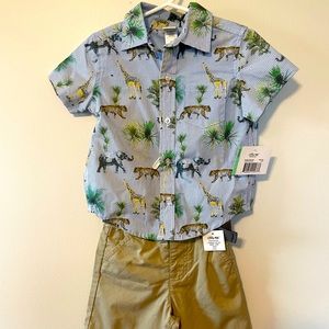 Little Me Safari Button Down and Short Set